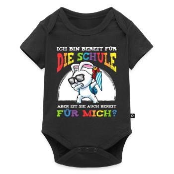 Schulkind Einschulung Hase - Baby Premium Kurzarmbody - Schwarz - Vorne