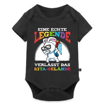 Schulkind Einschulung Hase - Baby Premium Kurzarmbody - Schwarz - Vorne