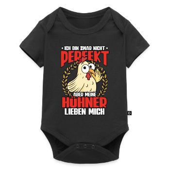 Huhn Hühner - Baby Premium Kurzarmbody - Schwarz - Vorne