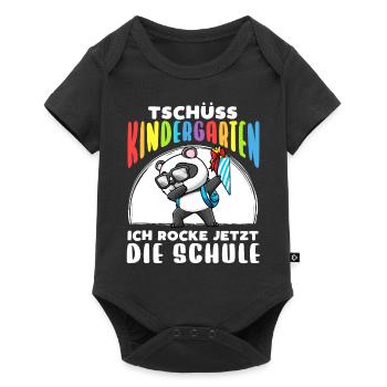 Schulkind Einschulung Panda - Baby Premium Kurzarmbody - Schwarz - Vorne