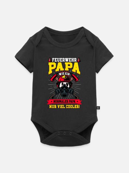 Feuerwehr Papa Feuerwehrmann - Baby Premium Kurzarmbody - Schwarz