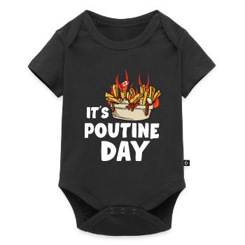 Kanadische Poutine Pommes Frites Mittagessen - Baby Premium Kurzarmbody - Schwarz - Vorne