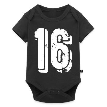 16 number jersey - Baby Premium short-sleeve bodysuit - black - Front