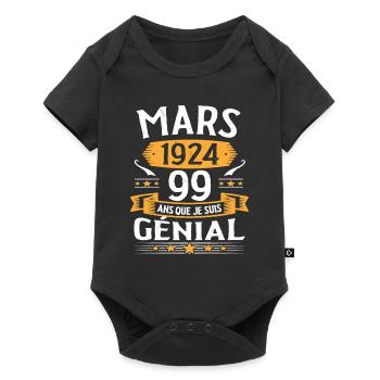 Mars 1924 99 Ans Que Je Suis Génial Anniversaire - Body à manches courtes Premium Bébé - noir - Devant