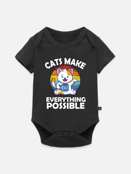 Cats make everything possible - Baby Premium Kurzarmbody - Schwarz