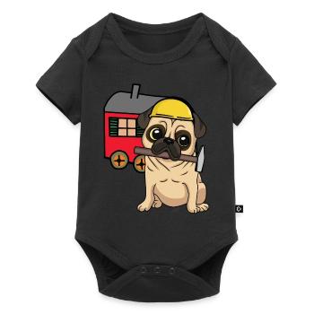 Construction Site Craftsman Dog Pug Construction Trailer Craft - Baby Premium short-sleeve bodysuit - black - Front