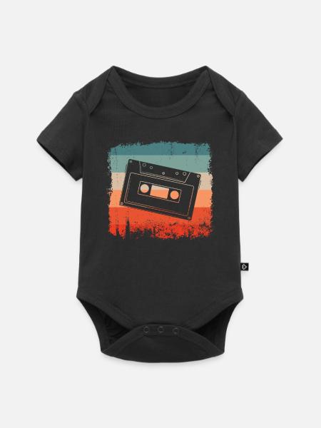 Audiokassette Retro Tape - Baby Premium Kurzarmbody - Schwarz