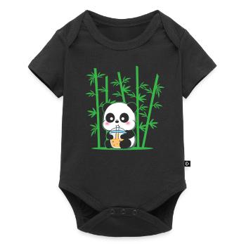 Kawaii Panda Bubble Tea Boba Tee Panda - Baby Premium short-sleeve bodysuit - black - Front