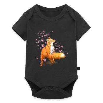 Art japonais Fox Cherry Blossom Japon - Body à manches courtes Premium Bébé - noir - Devant