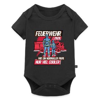 Feuerwehr Papa Feuerwehrmann - Baby Premium Kurzarmbody - Schwarz - Vorne