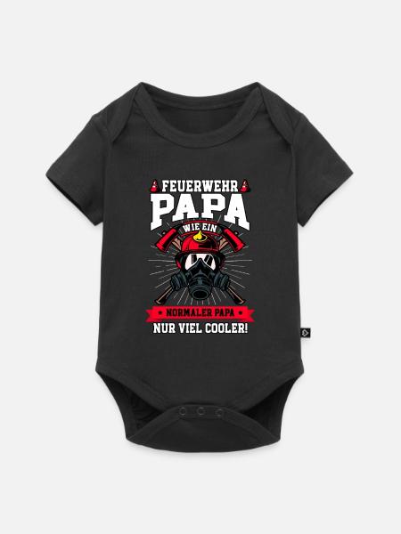 Feuerwehr Papa Feuerwehrmann - Baby Premium Kurzarmbody - Schwarz
