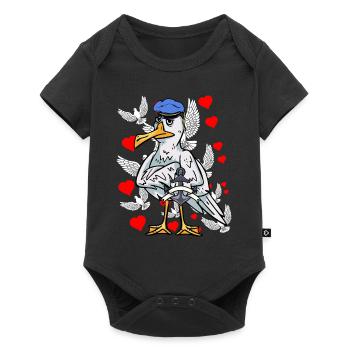 Seagull romantic sailor love hearts romantic heart - Baby Premium short-sleeve bodysuit - black - Front