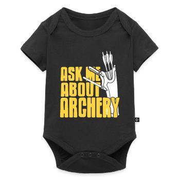 Demandez-moi à propos de Tir à l’arc Cool Retro T-Shirt Cadeau - Body à manches courtes Premium Bébé - noir - Devant