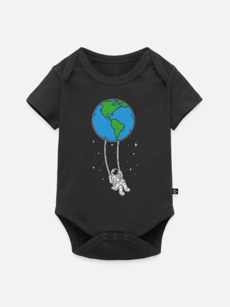 Astronaut Schaukel Erde Weltraum Kinder Astronaute - Baby Premium Kurzarmbody - Schwarz