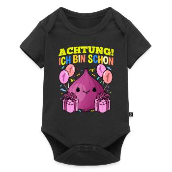 Achtung Ich Bin Schon 1 Geburtstag Zwiebel - Baby Premium Kurzarmbody - Schwarz - Vorne