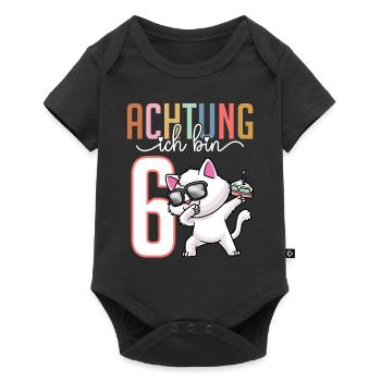 Sechster 6. Geburtstag Junge 6 Jahre Katze - Baby Premium Kurzarmbody - Schwarz - Vorne