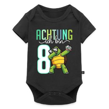 Zum 8. Geburtstag 8 Jahre Schildkröte Junge - Baby Premium Kurzarmbody - Schwarz - Vorne