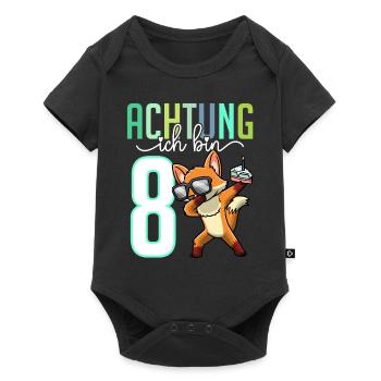 Zum 8. Geburtstag 8 Jahre Fuchs Junge Mädchen - Baby Premium Kurzarmbody - Schwarz - Vorne