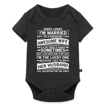 Funny Crazy Wife-Husband Becomes - Baby Premium short-sleeve bodysuit - black - Front