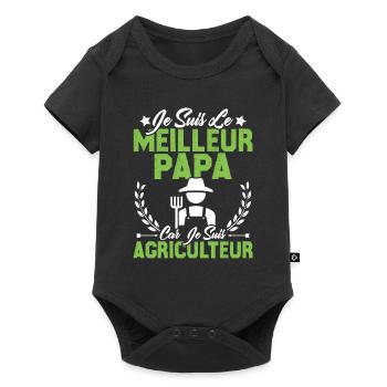 Je suis le meilleur papa car je suis Agriculteur - Body à manches courtes Premium Bébé - noir - Devant