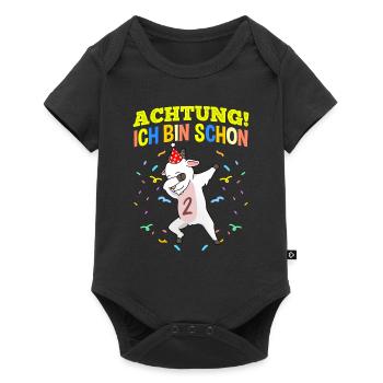 Achtung Ich Bin Schon 2 Geburtstag Ziege - Baby Premium Kurzarmbody - Schwarz - Vorne