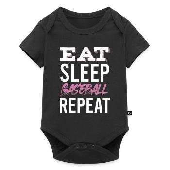 manger dormir baseball répéter - Body à manches courtes Premium Bébé - noir - Devant