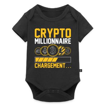 Crypto millionnaire, chargement... | traders - Body à manches courtes Premium Bébé - noir - Devant
