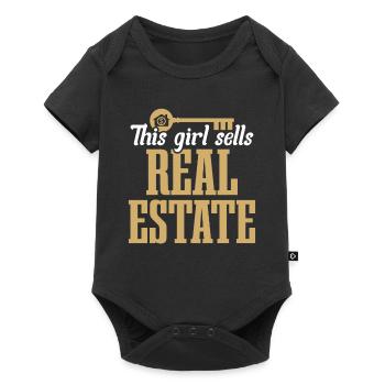 Cette fille vend des biens immobiliers Agent immobilier Immobilier - Body à manches courtes Premium Bébé - noir - Devant