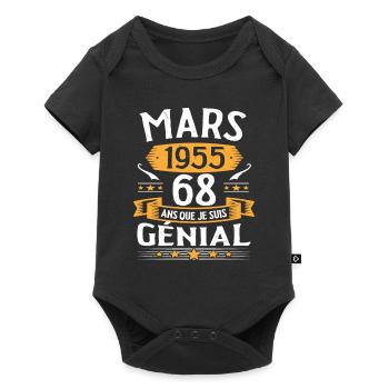 Mars 1955 68 Ans Que Je Suis Génial Anniversaire - Body à manches courtes Premium Bébé - noir - Devant