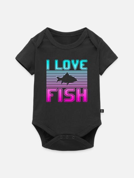 I love fish - Baby Premium Kurzarmbody - Schwarz