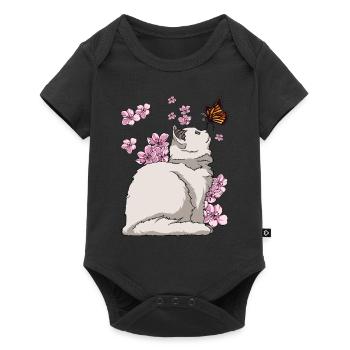 Japanese Cherry Blossom Cat - Baby Premium short-sleeve bodysuit - black - Front