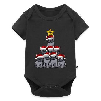 Frenchie Weihnachtsbaum - Baby Premium Kurzarmbody - Schwarz - Vorne