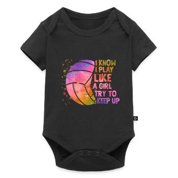 Je sais que je joue comme une fille colorée - Body à manches courtes Premium Bébé - noir - Devant