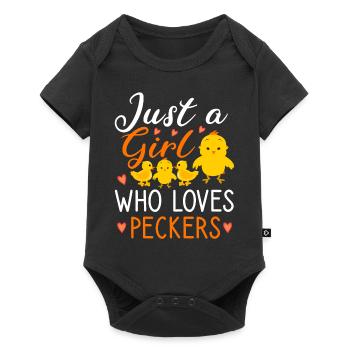Juste une fille qui aime le poulet Peckers - Body à manches courtes Premium Bébé - noir - Devant