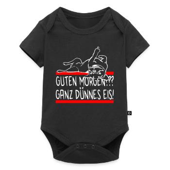 Hund Bulldogge Morgenmuffel - DÜNNES EIS - Hund - Baby Premium Kurzarmbody - Schwarz - Vorne