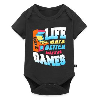 Life Gets Better With Games Retro Quiz Gamer - Baby Premium short-sleeve bodysuit - black - Front