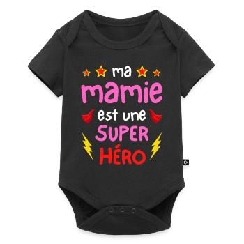 Ma mamie est une super héro - cape et éclairs - Body à manches courtes Premium Bébé - noir - Devant