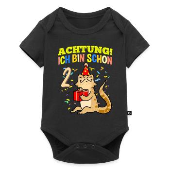 Achtung Ich Bin Schon 2 Geburtstag Bartagame - Baby Premium Kurzarmbody - Schwarz - Vorne