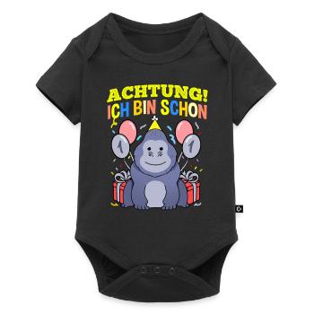 Achtung Ich Bin Schon 1 Tier Geburtstag Gorilla - Baby Premium Kurzarmbody - Schwarz - Vorne