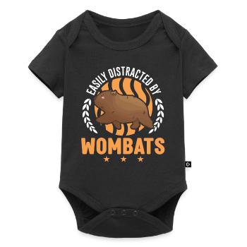 Easily distracted by Wombats - Baby Premium Kurzarmbody - Schwarz - Vorne