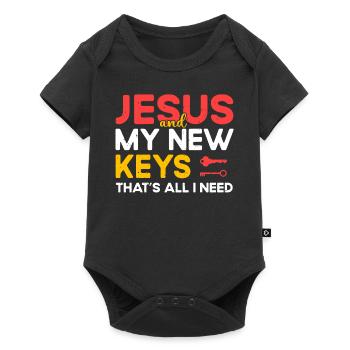 Jésus et Mes Nouvelles Clés est Tout Ce que Je Fais - Body à manches courtes Premium Bébé - noir - Devant