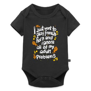 Drôle d’instrument de musique Français Cor - Body à manches courtes Premium Bébé - noir - Devant