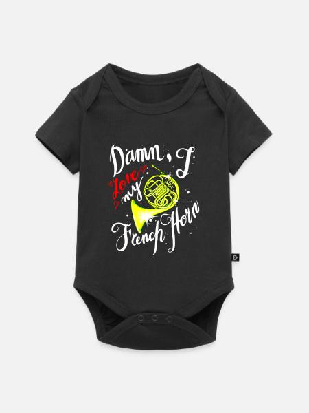 Funny French Horn Musical Instrument - Baby Premium Kurzarmbody - Schwarz