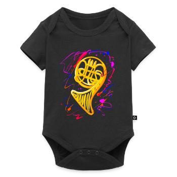 Drôle d’instrument de musique Français Cor - Body à manches courtes Premium Bébé - noir - Devant