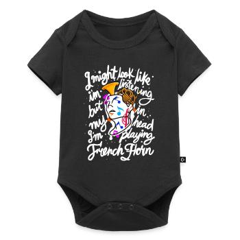 Français d’instruments de musique de cor - Body à manches courtes Premium Bébé - noir - Devant