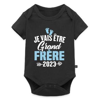 Cadeau Je vais être grand frère 2023 - Body à manches courtes Premium Bébé - noir - Devant