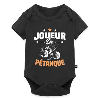 Joueur De Pétanque, Humour Cadeau Pétanque - Body à manches courtes Premium Bébé - noir - Devant
