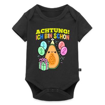 Achtung Ich Bin Schon 2 Geburtstag Papaya - Baby Premium Kurzarmbody - Schwarz - Vorne