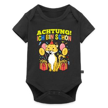 Achtung Ich Bin Schon 1 Geburtstag Leopard - Baby Premium Kurzarmbody - Schwarz - Vorne