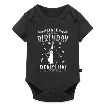 Half Year 6 Months Birthday Penguin - Baby Premium short-sleeve bodysuit - black - Front